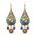 Modern ethnic long earrings with simulated colorful gem stones
